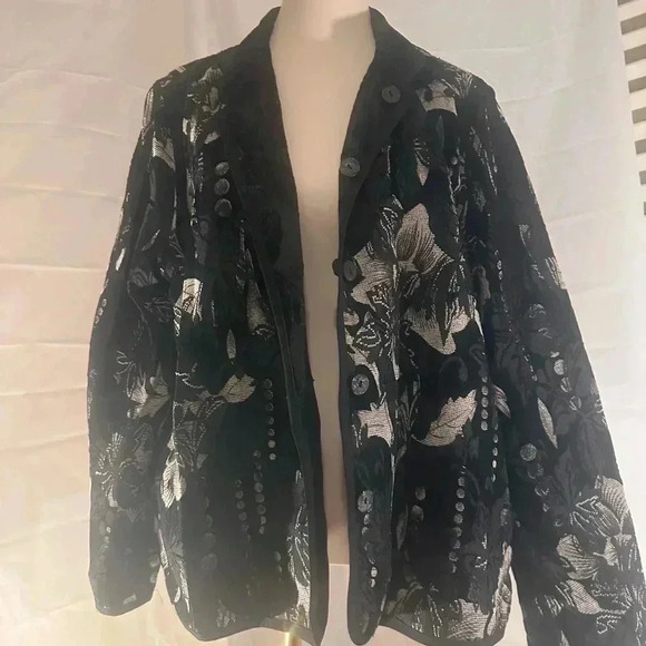 Napa Valley Elegant Floral Velvet Jacket XL - Picture 1 of 5